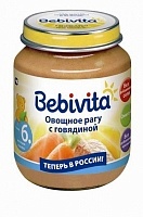 Купить бебивита пюре овощное рагу с говядиной 100г Бебивита Пюре овощное рагу с говядиной 100г